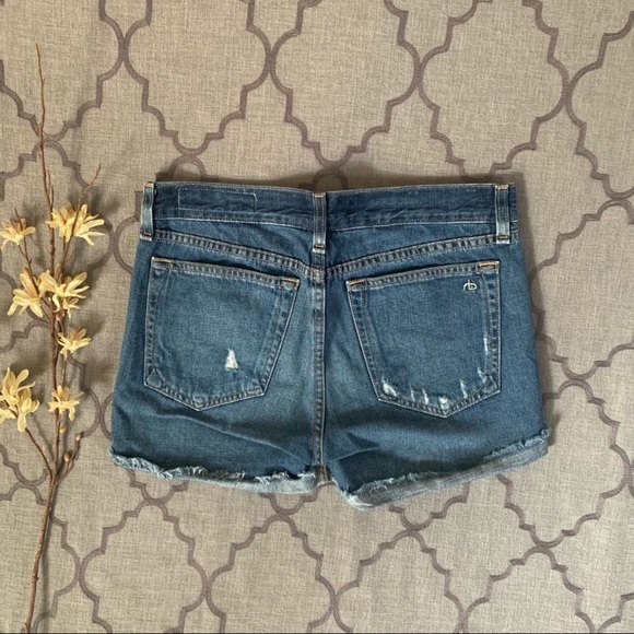 Rag & Bone Light Distressed Denim Boyfriend Shorts - Picture 3 of 10